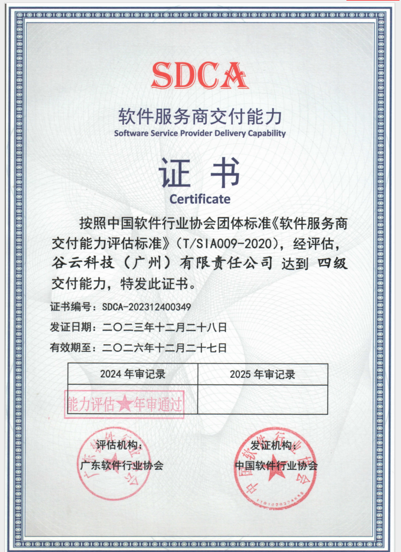 软件服务商交付能力四级证书